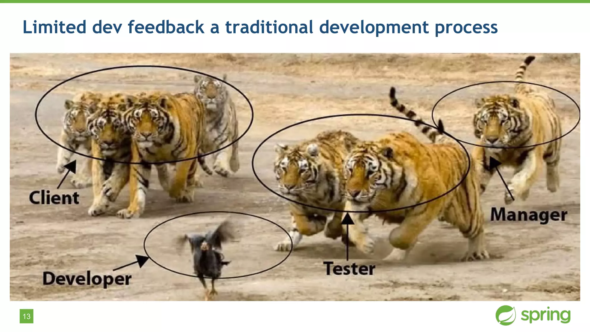 13
Limited dev feedback a traditional development process
 