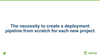 43
The necessity to create a deployment
pipeline from scratch for each new project
 