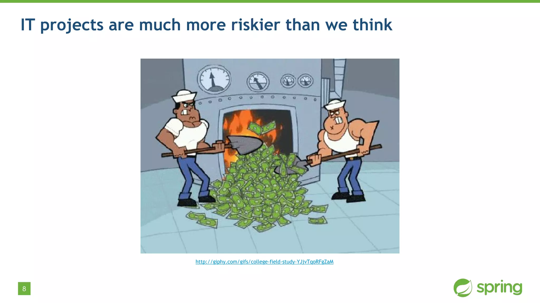 8
IT projects are much more riskier than we think
http://giphy.com/gifs/college-field-study-YJjvTqoRFgZaM
 