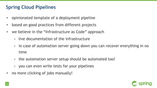44
Spring Cloud Pipelines
• opinionated template of a deployment pipeline
• based on good practices from different project...