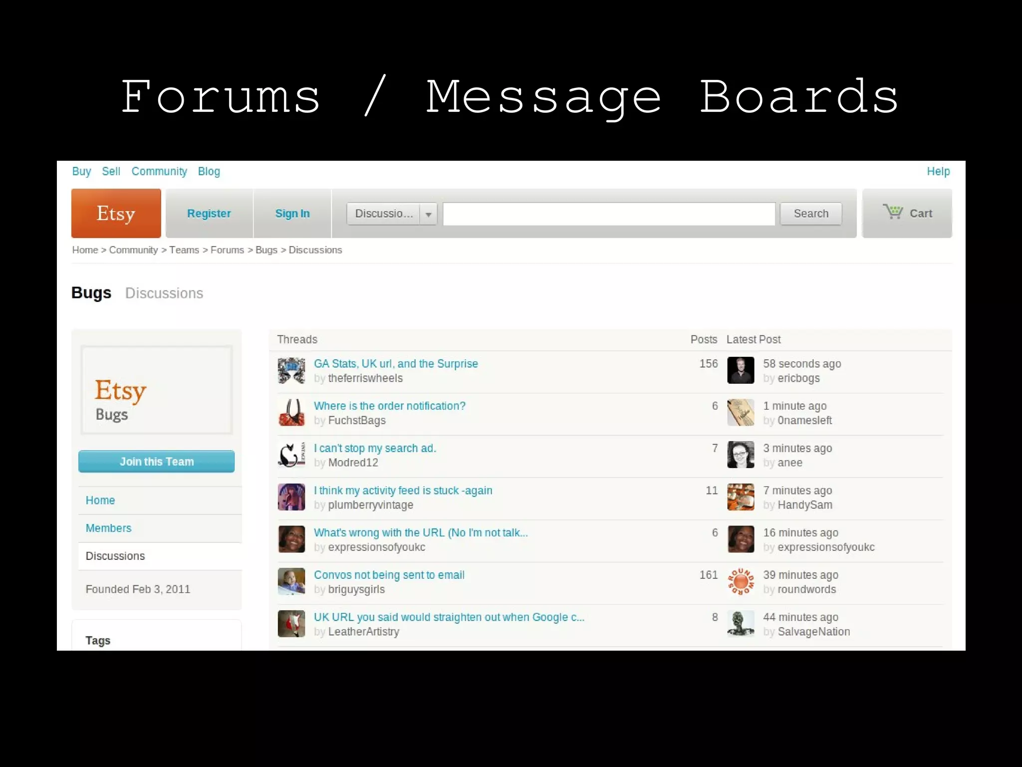Forums / Message Boards
 
