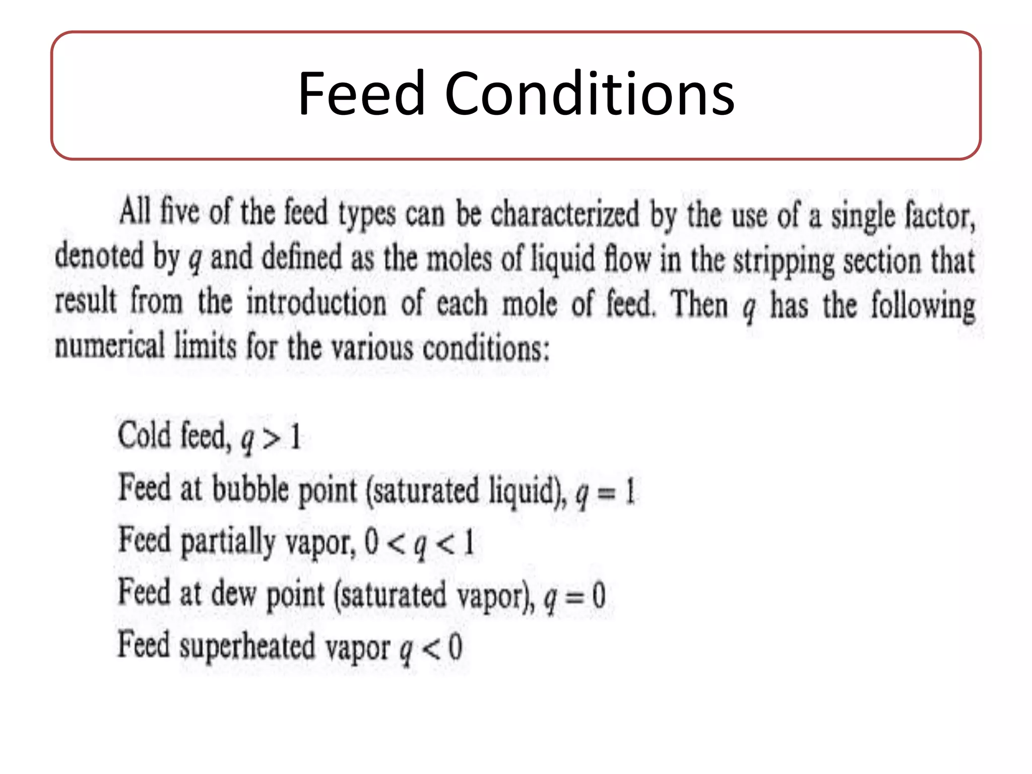 Feed Conditions
 