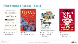 Recommended Reading - Books
The Goal
• Goldratt, EM. Cox, J
The Phoenix Project
• Kim, G. Behr, K.
Spafford G
www.ammeon.com © 2017 Ammeon Ltd. All Rights Reserved.
57
Thinking Fast & Slow
• Kahneman, D.
Scrum
• Sutherland J.
Sutherland J.J.
 