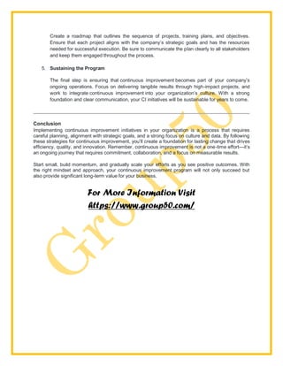 Continuous Improvement Program - Group50 Consulting | PDF