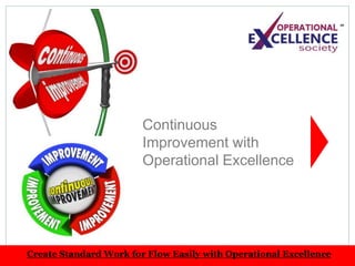 Create Standard Work for Flow Easily with Operational Excellence
Continuous
Improvement with
Operational Excellence
 