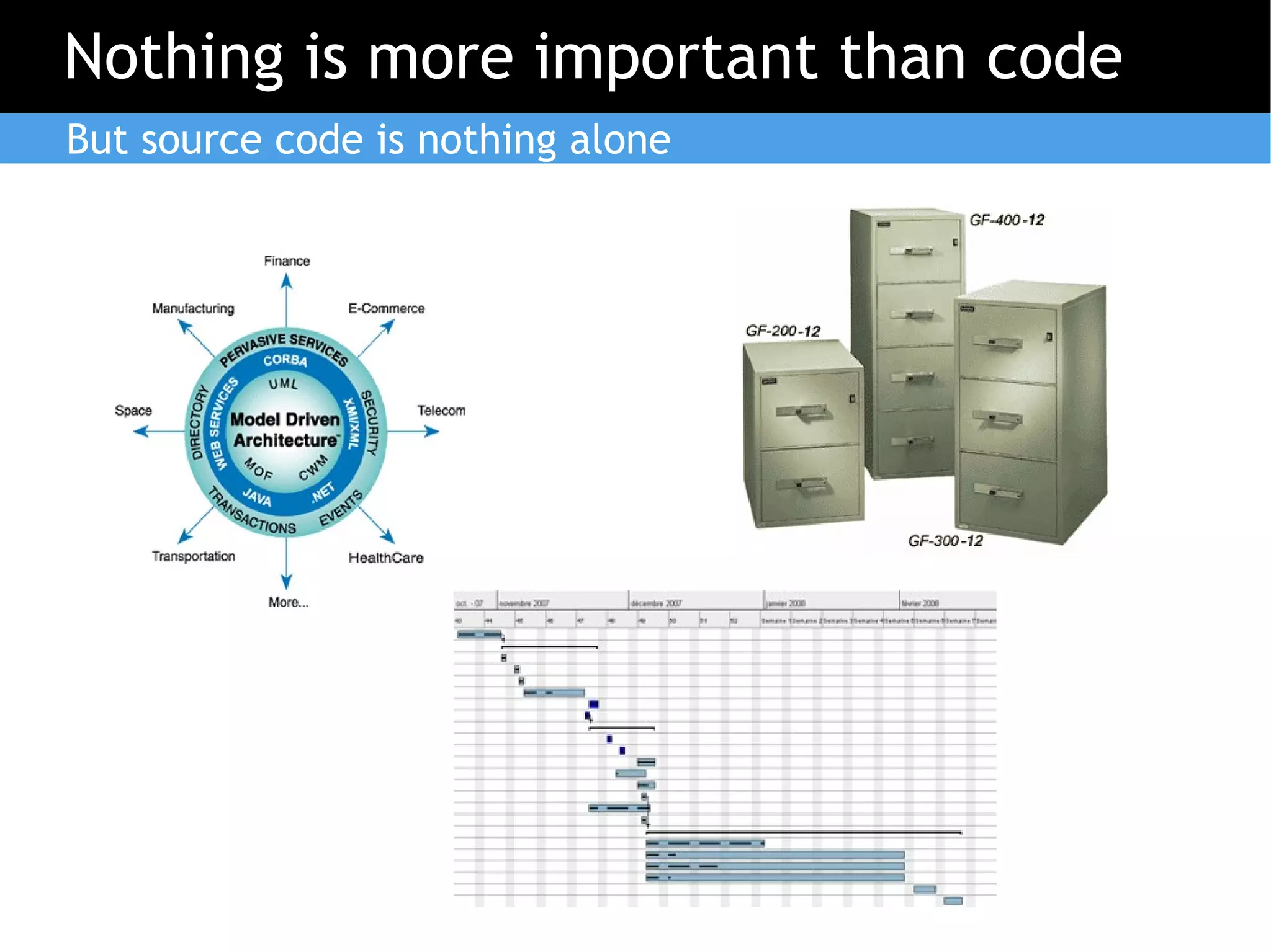 Nothing is more important than code
But source code is nothing alone
 