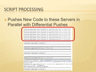 SCRIPT PROCESSING

   Pushes New Code to these Servers in
    Parallel with Differential Pushes
 