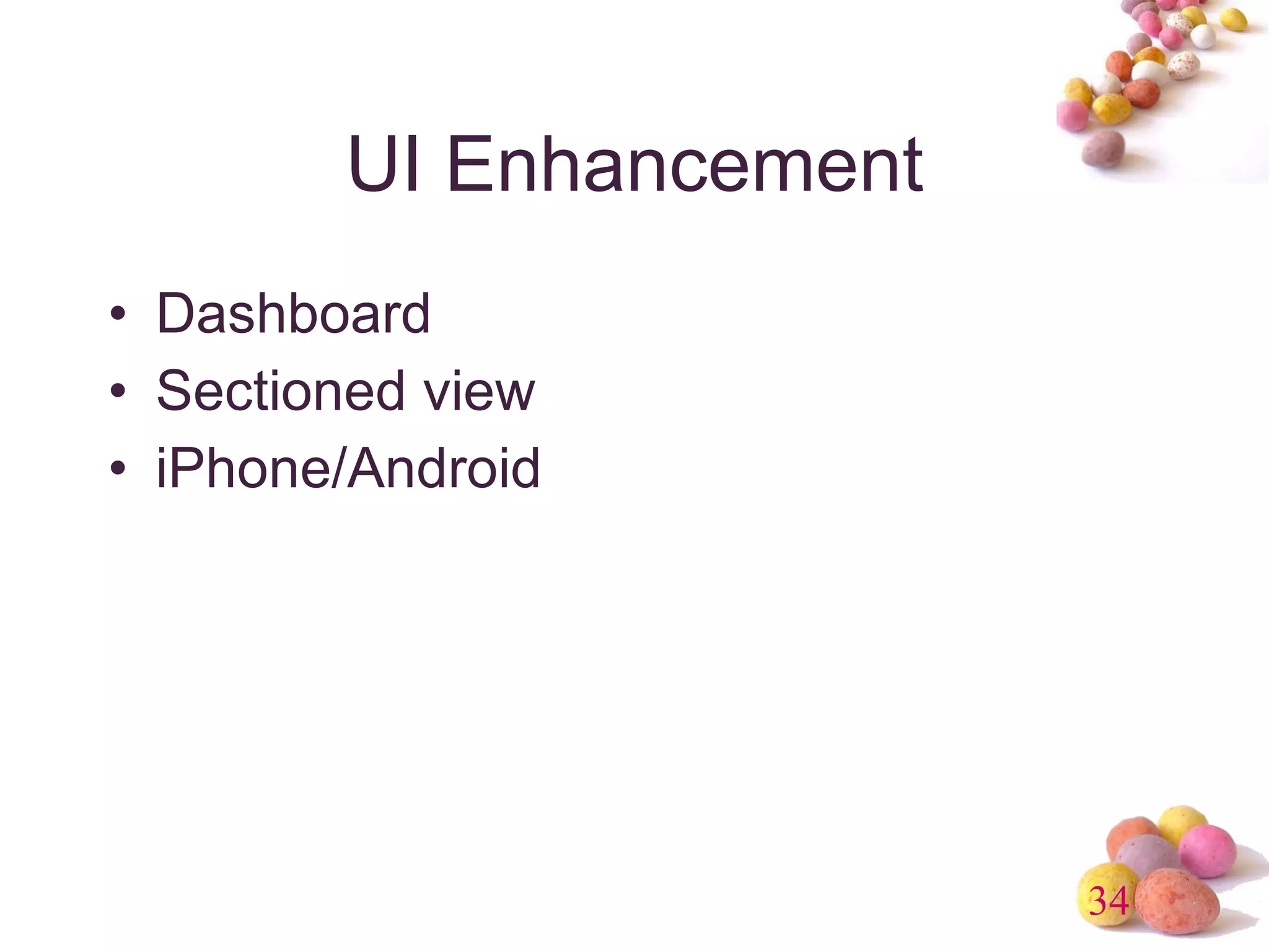 UI Enhancement Dashboard Sectioned view iPhone/Android 