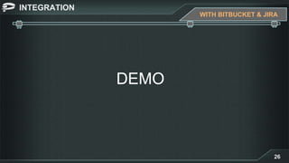 INTEGRATION
26
DEMO
WITH BITBUCKET & JIRA
 