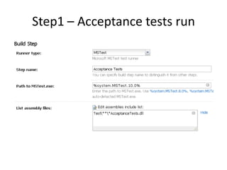 Step1 – Acceptance tests run
 