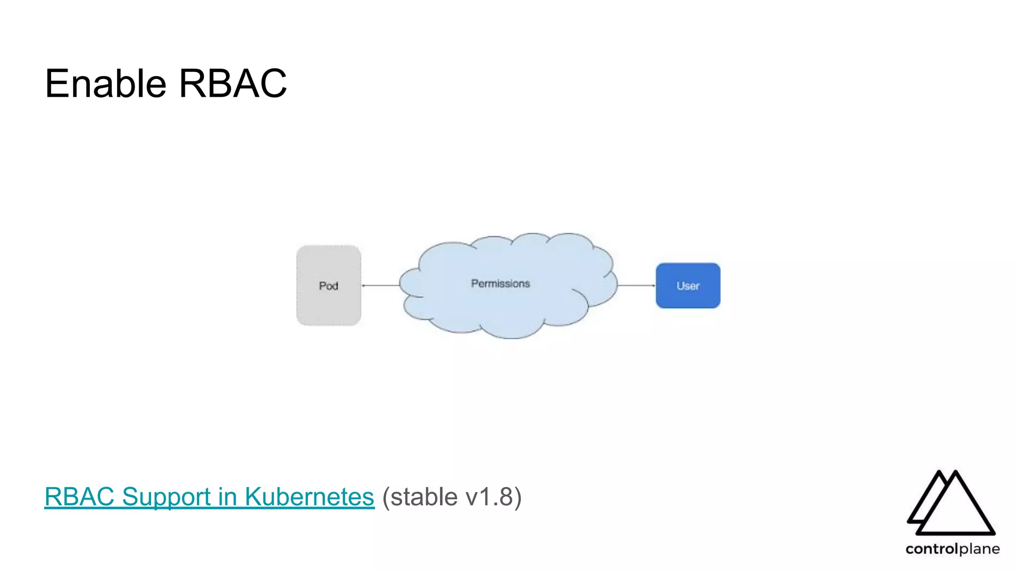 Enable RBAC
RBAC Support in Kubernetes (stable v1.8)
 