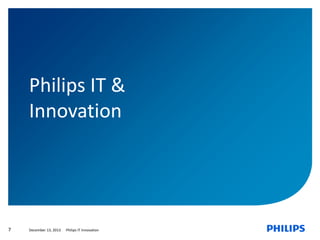 Philips IT &
Innovation

7

December 13, 2013

Philips IT Innovation

 