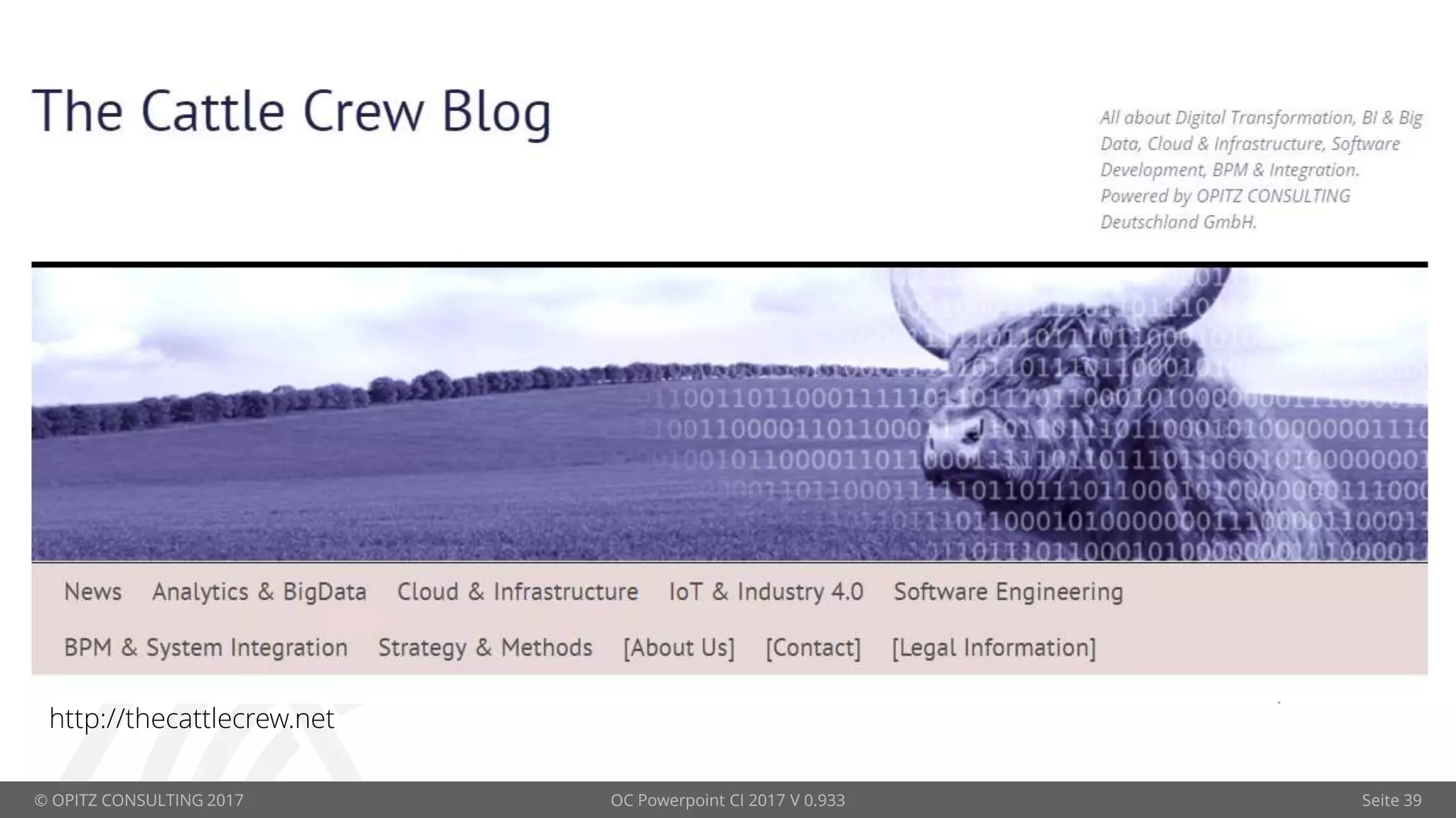 © OPITZ CONSULTING 2017 OC Powerpoint CI 2017 V 0.933 Seite 39
http://thecattlecrew.net
 