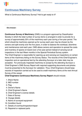 Continuous machinery survey | PDF