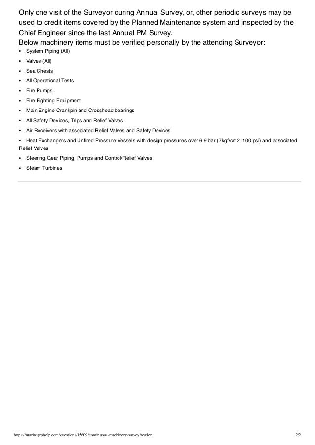 Continuous Machinery Survey