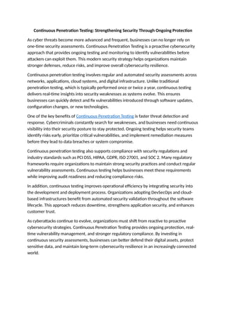 Continuous Penetration Testing Strengthening Security Through Ongoing ...