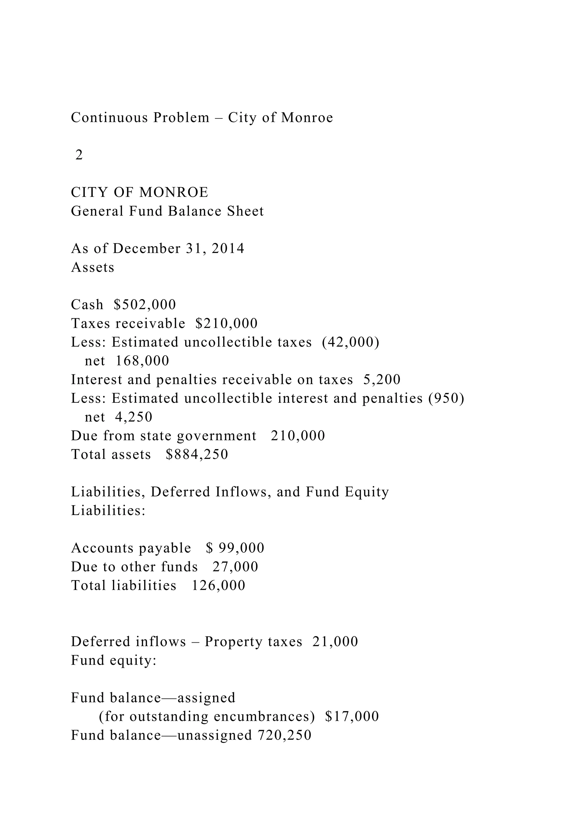 Continuous Problem – City of Monroe 1Continuous Probl.docx
