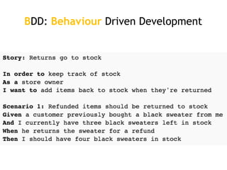 BDD: Behaviour Driven Development
 