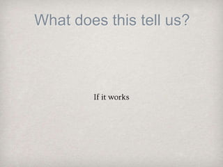 What does this tell us?
If it works
 