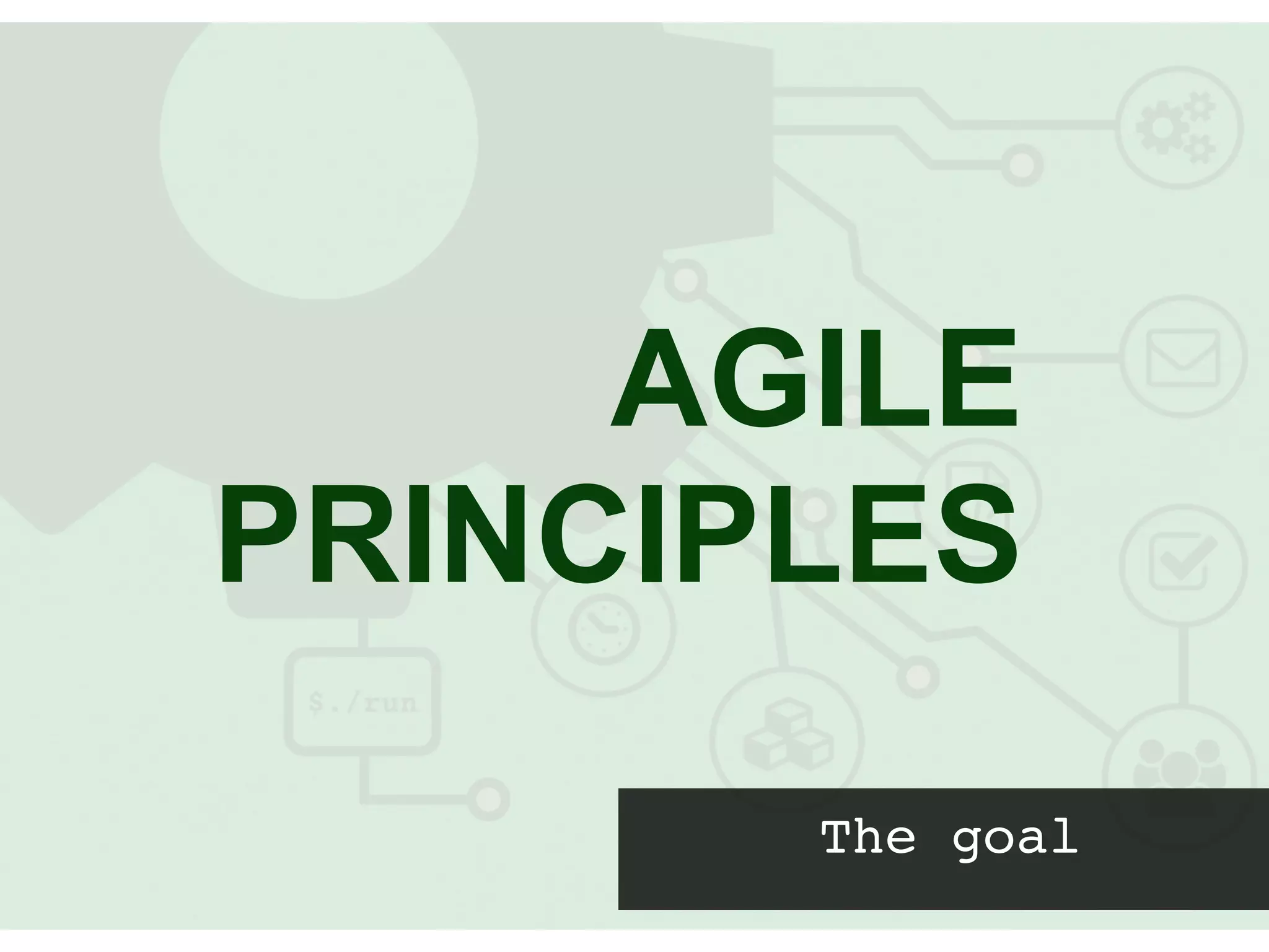The goal
AGILE
PRINCIPLES
 