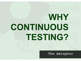 WHY
CONTINUOUS
TESTING?
The metaphor
 