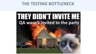 QA wasn’t invited to the party
THE TESTING BOTTLENECK
 
