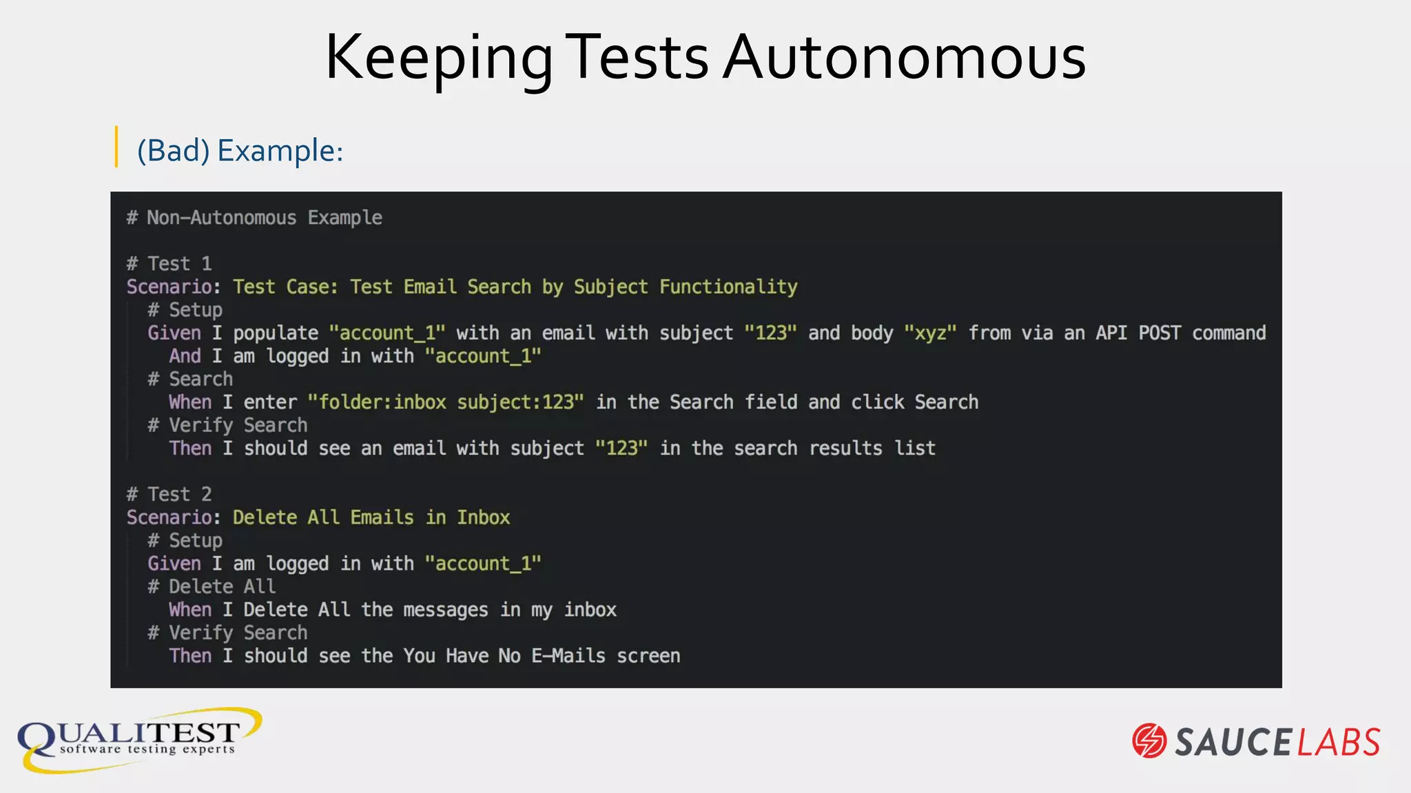 KeepingTests Autonomous
| (Bad) Example:
 