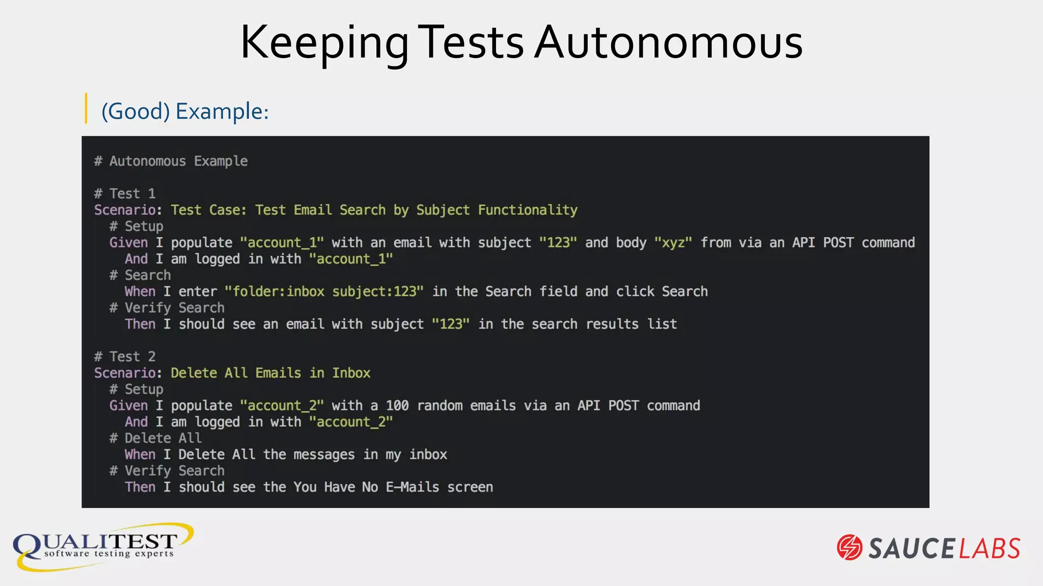 KeepingTests Autonomous
| (Good) Example:
 