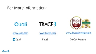 For More Information:
www.quali.com www.trace3.com www.devopsinstitute.com
Quali Trace3 DevOps Institute
 