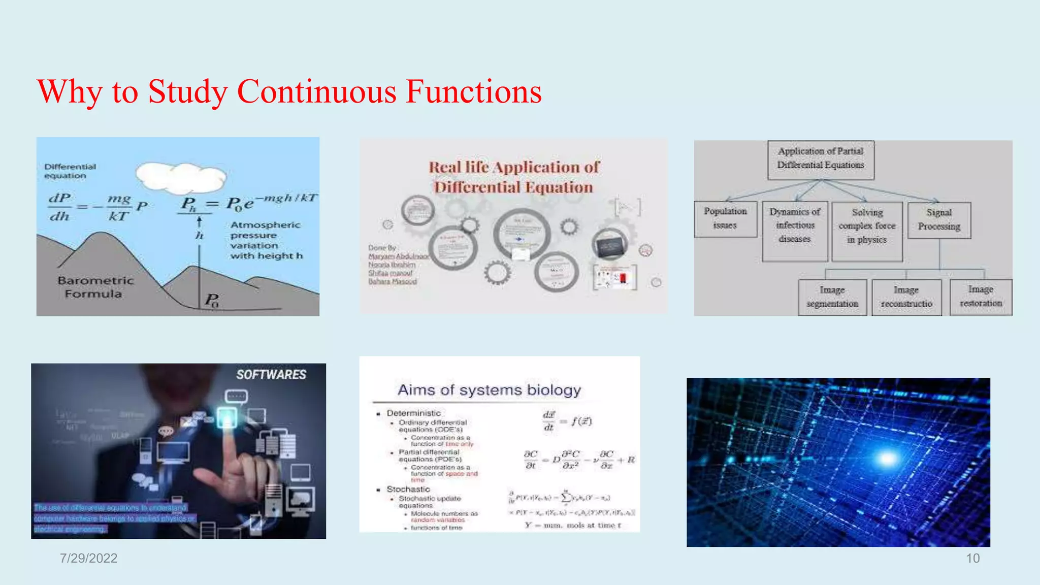 Why to Study Continuous Functions
7/29/2022 10
 