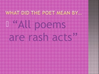 Poems Rash Features Continuum | PPT