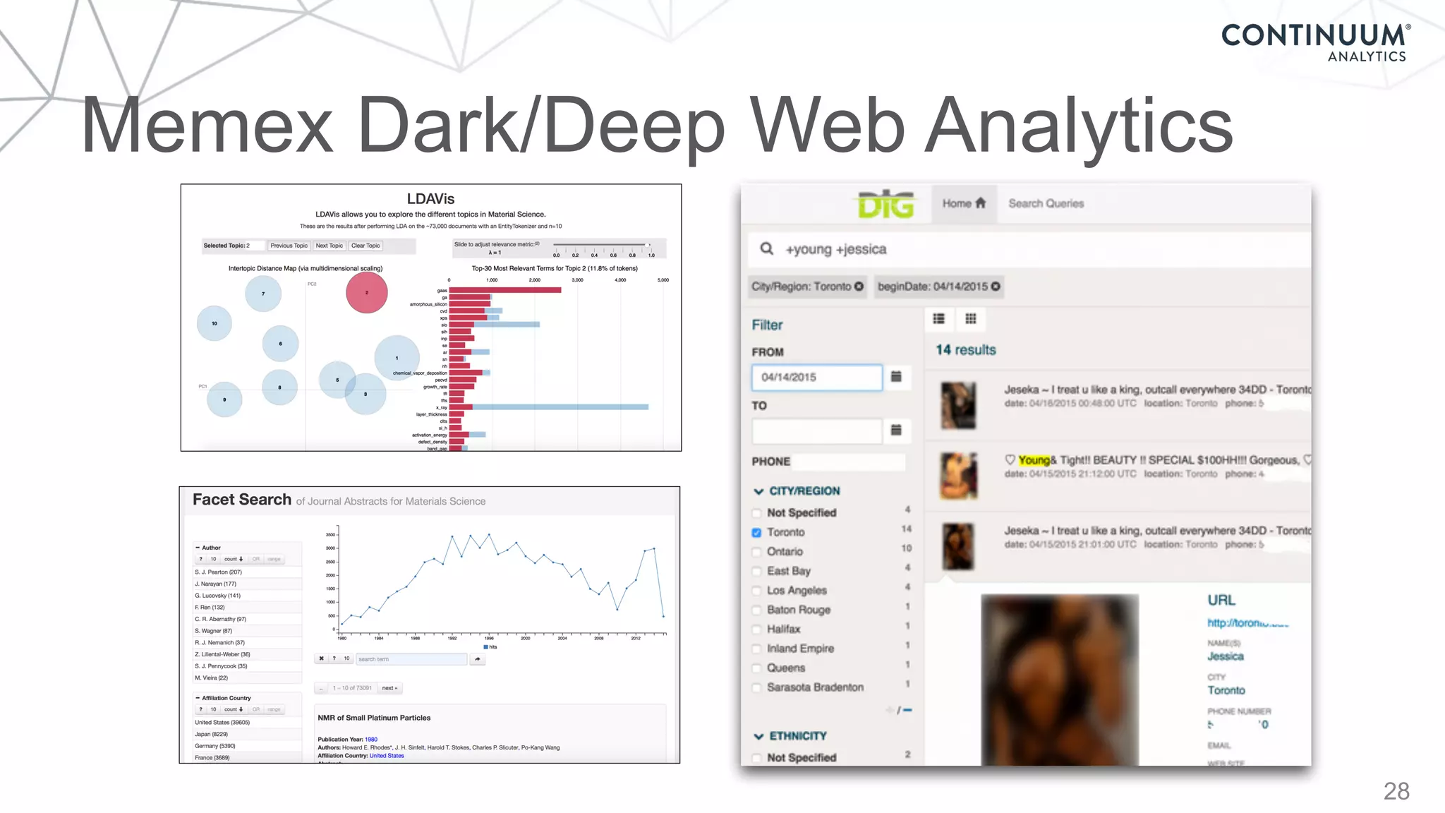 Memex Dark/Deep Web Analytics
28
 