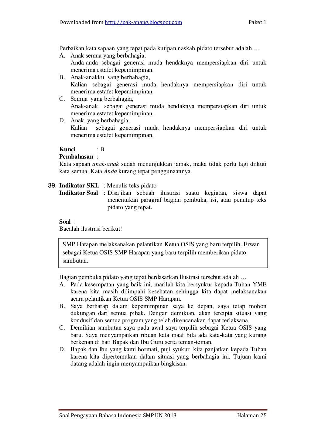 Contoh soal bahasa indonesia1 un smp per skl Contoh soal bahasa indonesia1 un smp per skl