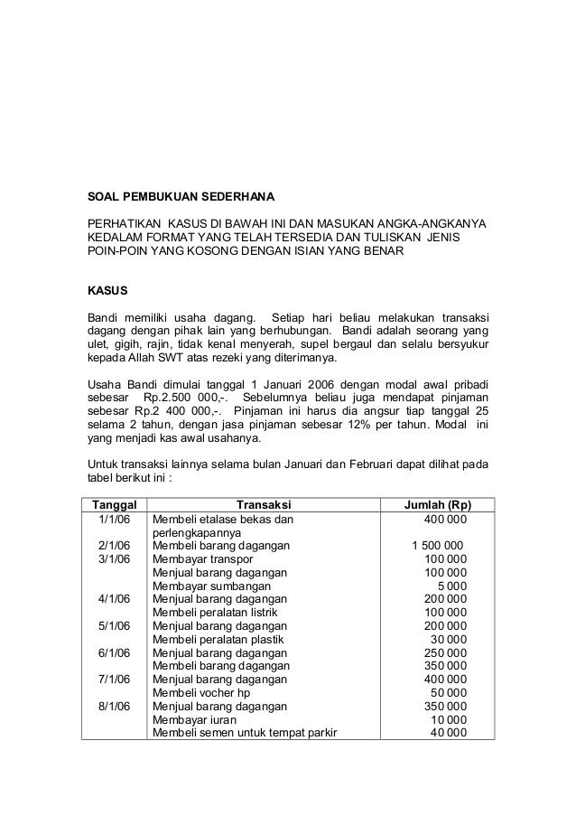 Contoh Format Pembukuan Sederhana