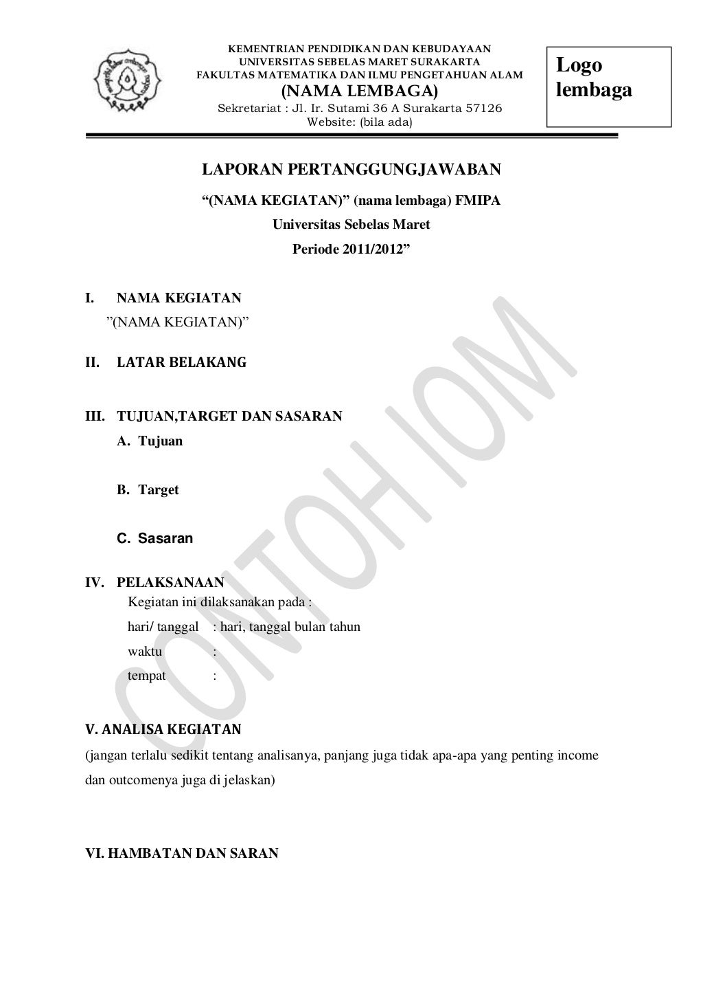Contoh lpjkegiatan Contoh lpjkegiatan