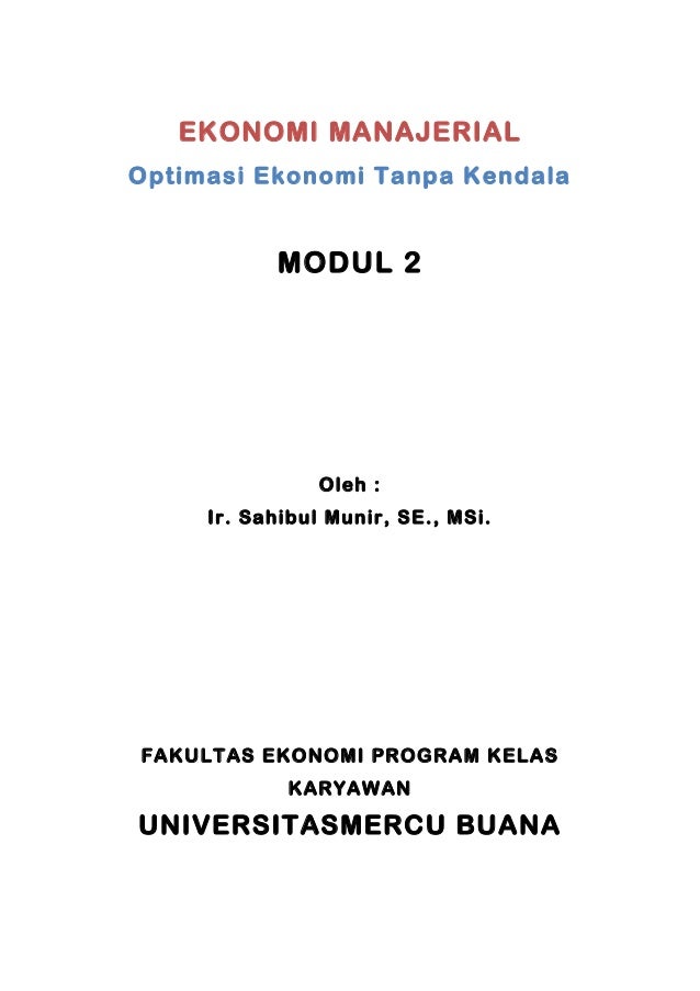 Contoh Makalah Ekonomi Manajerial