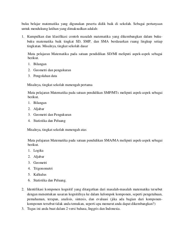 Contoh Soal Bahasa Indonesia Ranah Kognitif