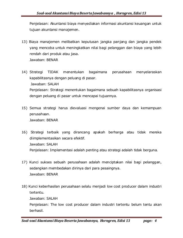 Contoh Soal Dan Pembahasan Akuntansi Manajemen - Defi Soal