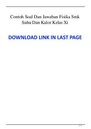 Contoh Soal Dan Jawaban Fisika Smk Suhu Dan Kalor Kelas Xi