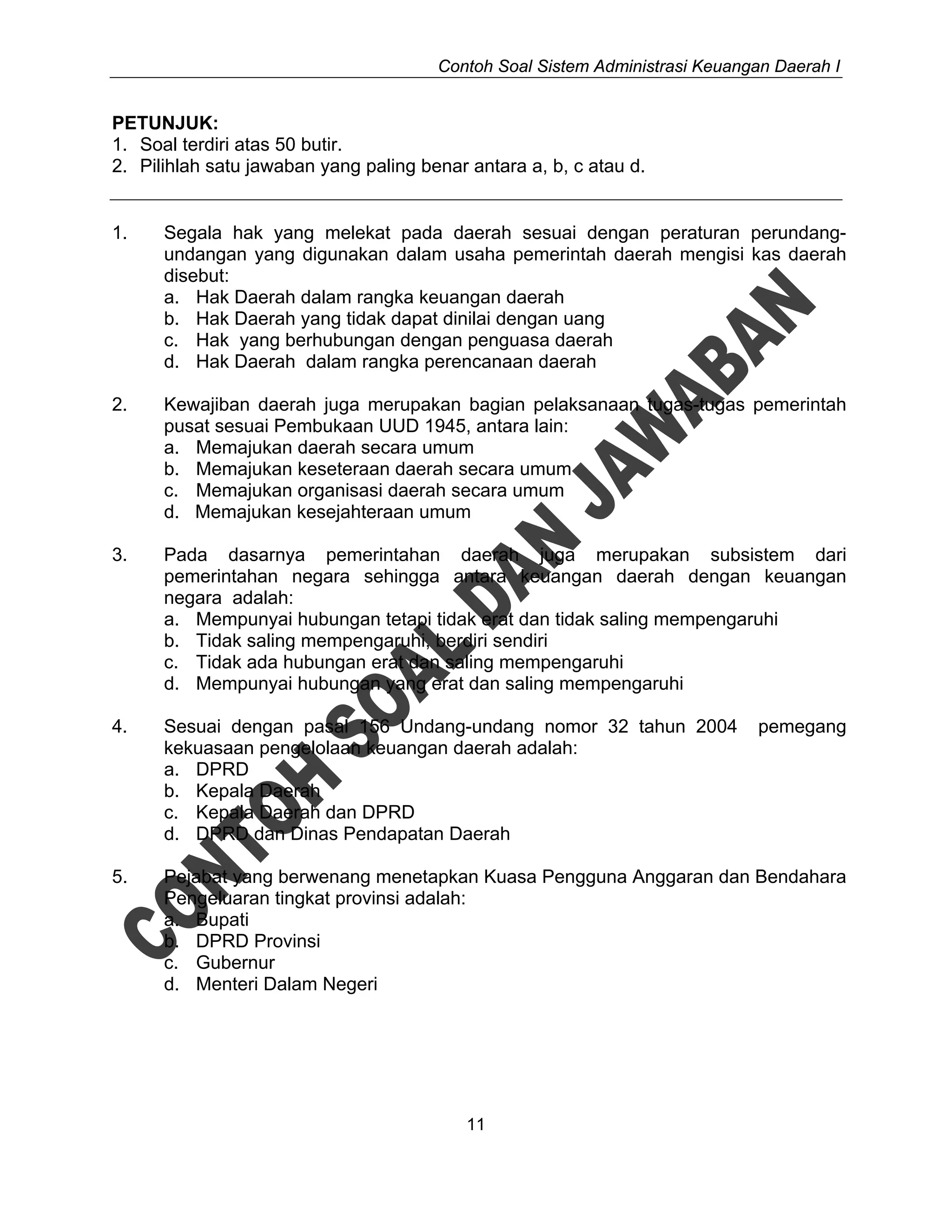 Contoh Soal Dan Jawaban Ujian Sertifikasi Jabatan Fungsional Auditor Pdf