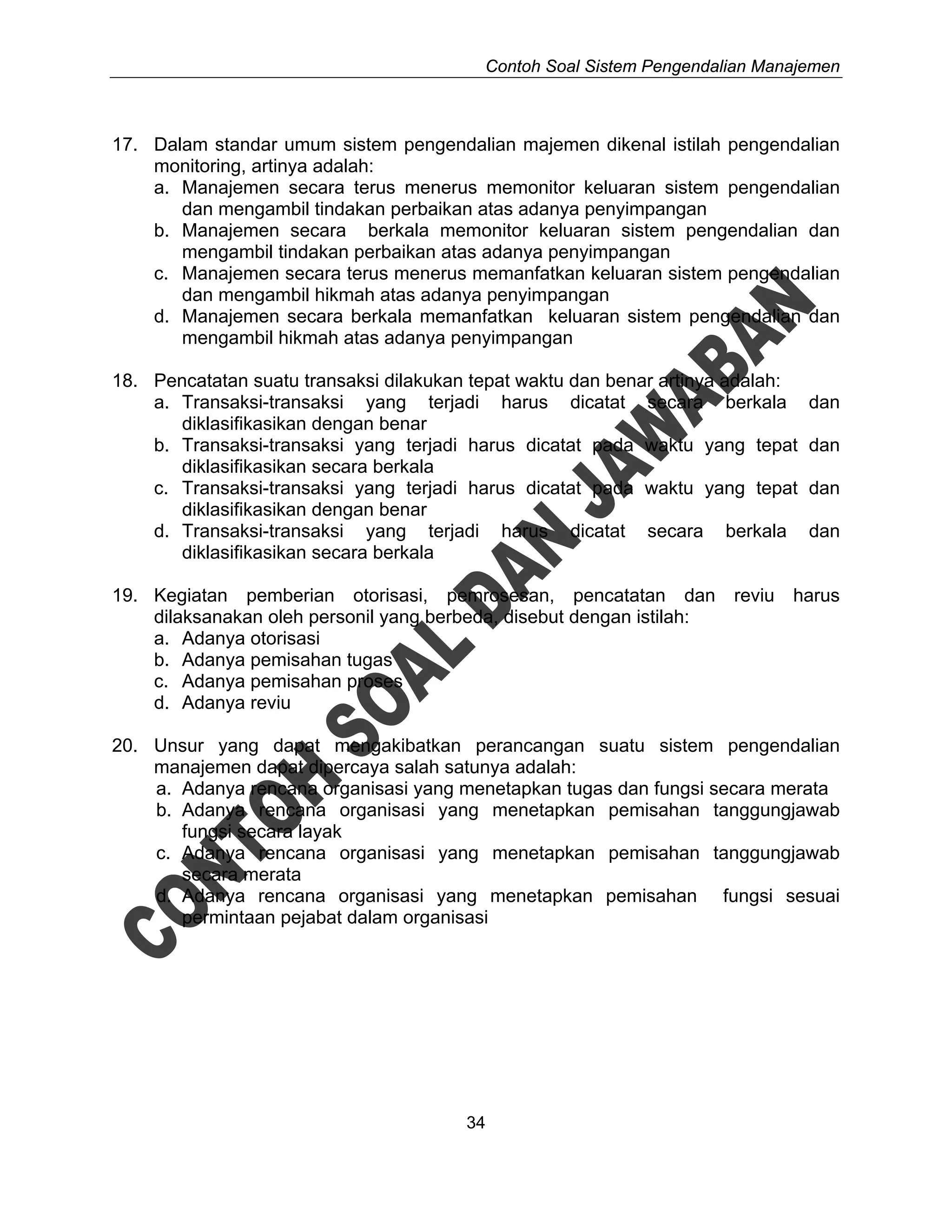 Contoh Soal Dan Jawaban Ujian Sertifikasi Jabatan Fungsional Auditor Pdf