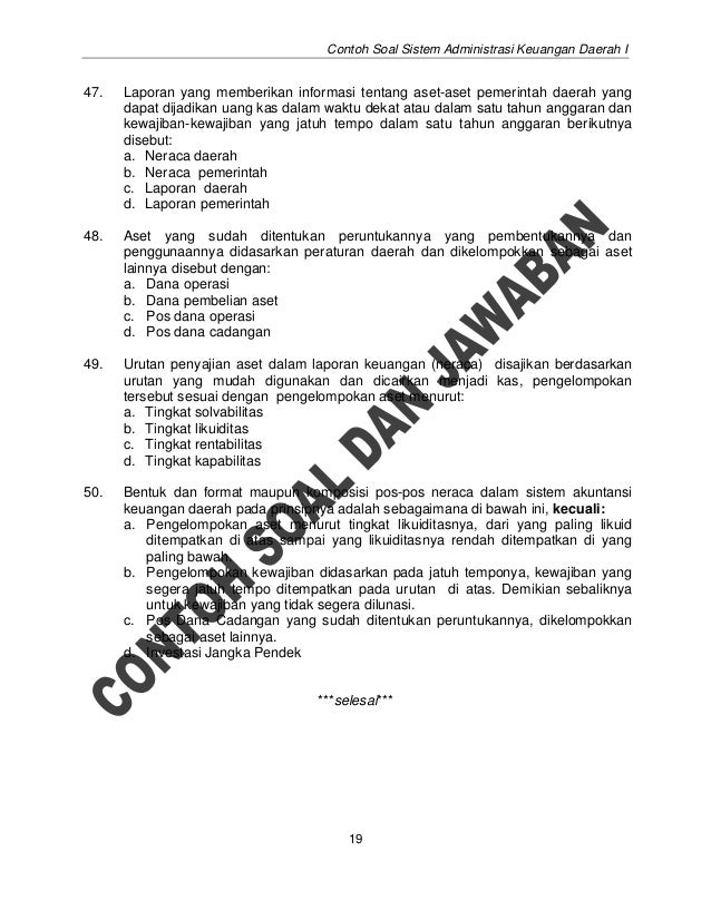 Contoh Soal Dan Jawaban Akuntansi Keuangan Daerah Contoh Contoh Soal Dan Jawaban Akuntansi Keuangan Daerah Contoh