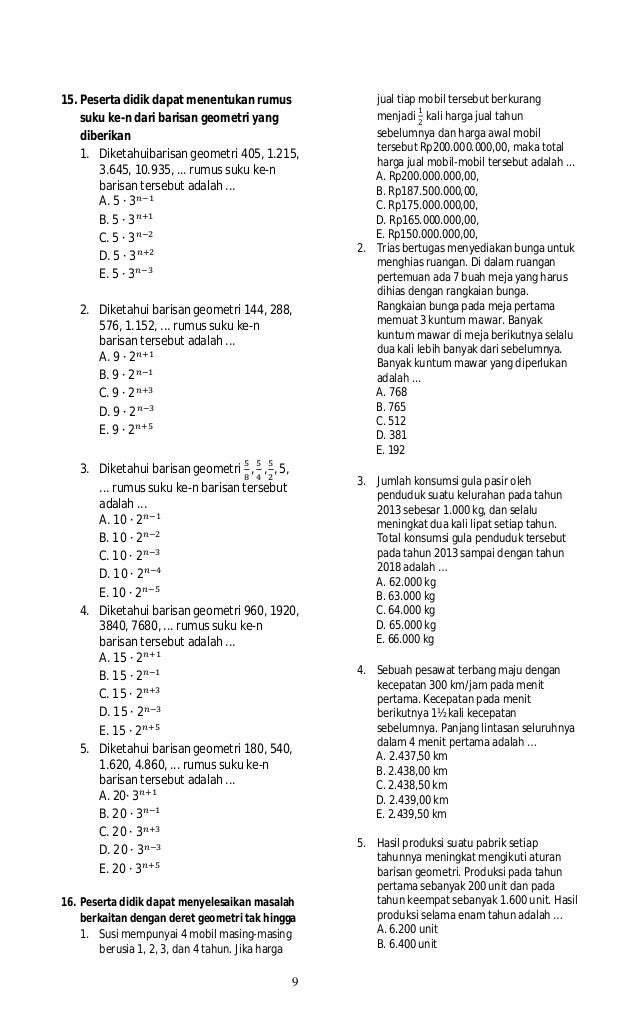 Contoh soal dan kisi ipa 2018