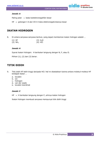 Contoh Soal Ikatan Kimia