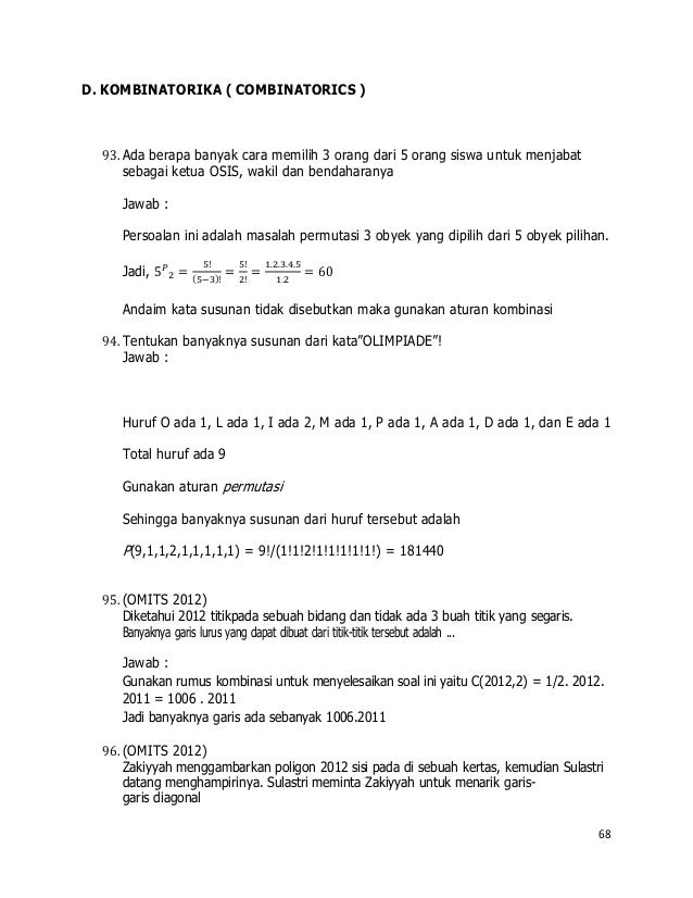 23+ Contoh Soal Olimpiade Kombinasi - Kumpulan Contoh Soal