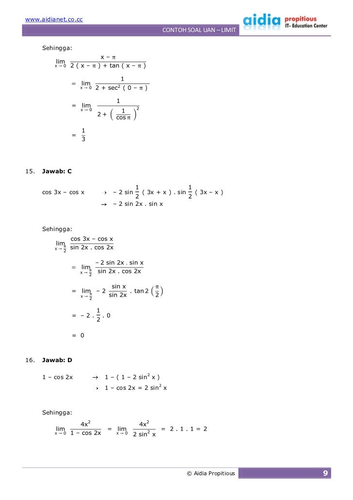 Contoh Soal Uan - Limit
