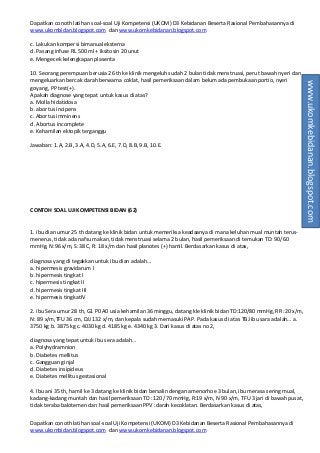 contoh soal uji kompetensi bidan dan kunci jawaban pdf