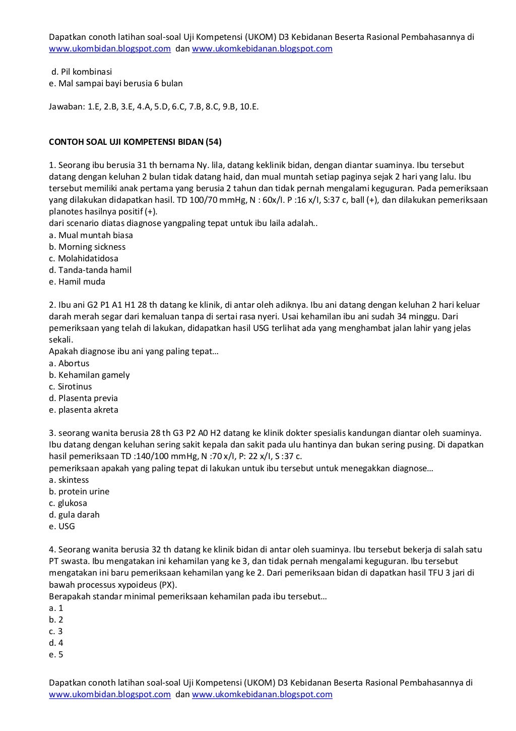 Contoh soal uji kompetensi bidan dan kunci jawaban pdf Contoh soal uji kompetensi bidan dan kunci jawaban pdf