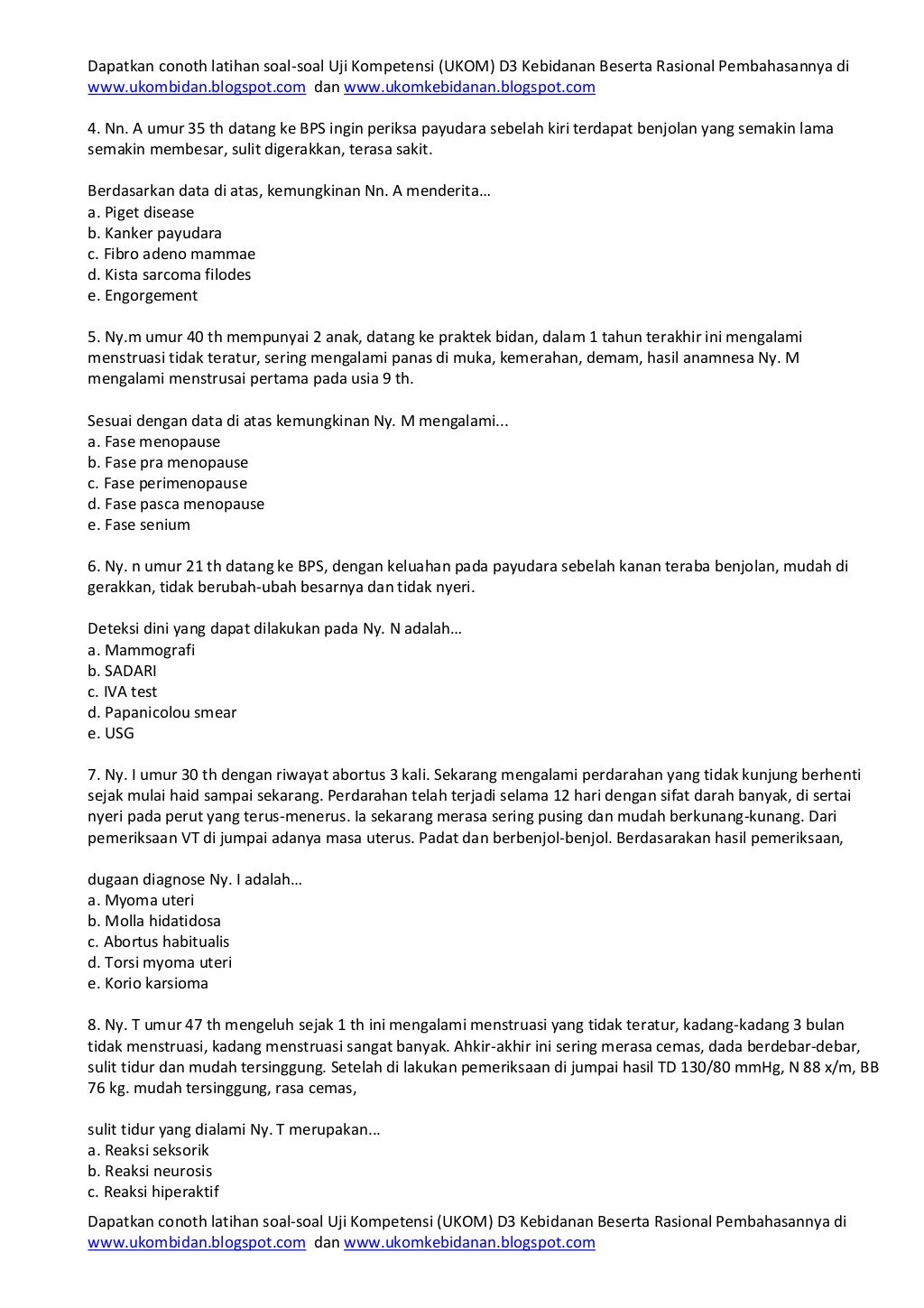 Contoh soal uji kompetensi bidan dan kunci jawaban pdf Contoh soal uji kompetensi bidan dan kunci jawaban pdf