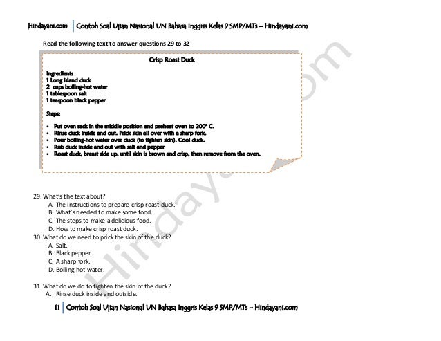 Contoh soalujiannasionalunbahasainggriskelas9smpm ts